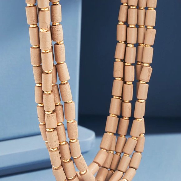 Bohemian Layered Wood Bead Statement Necklace - Picture 2 of 5